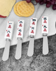 4-Piece Mahjong Characters of Wisdom Resin Cheese Spreader