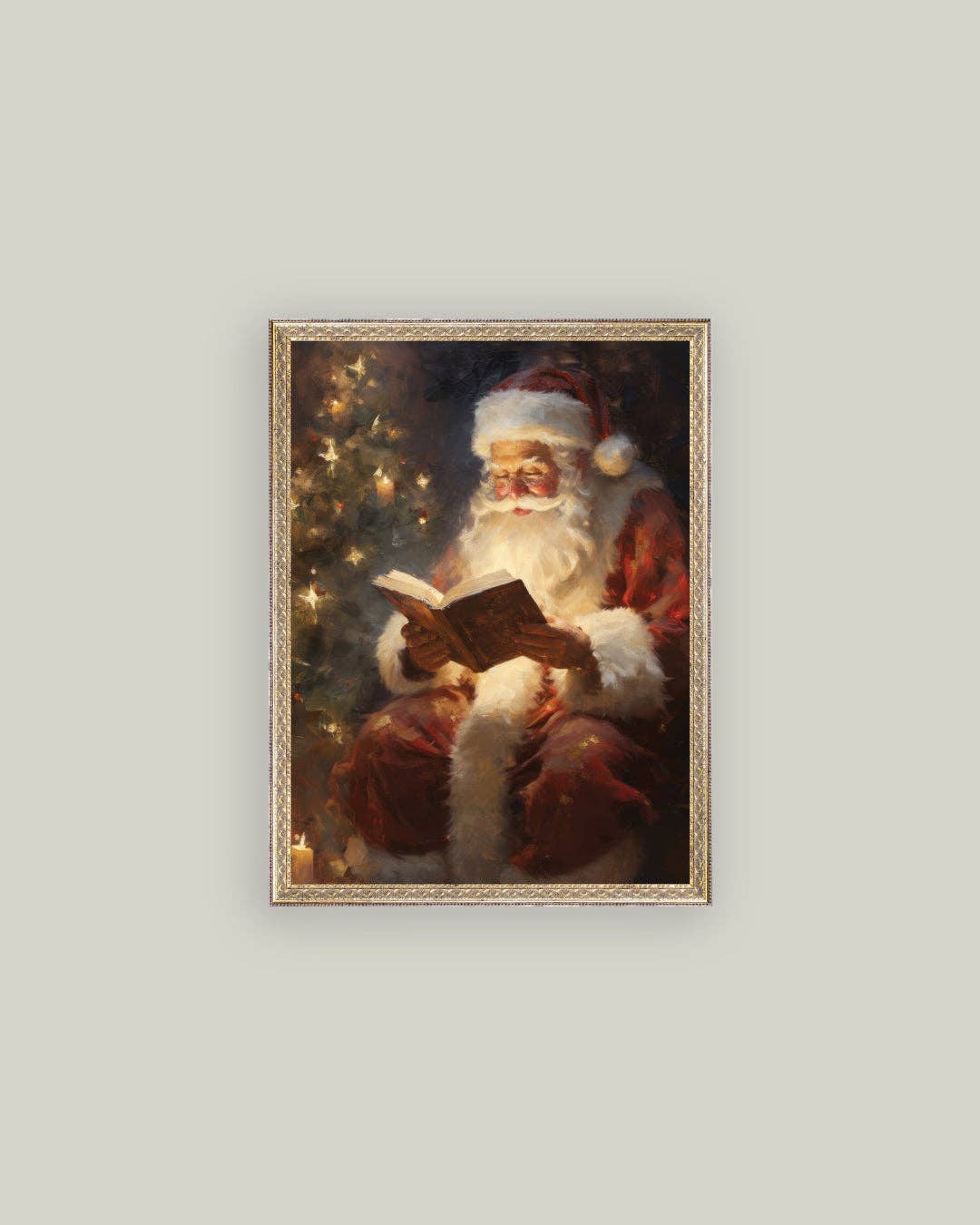 Classic Santa Framed Vintage Christmas Canvas Art