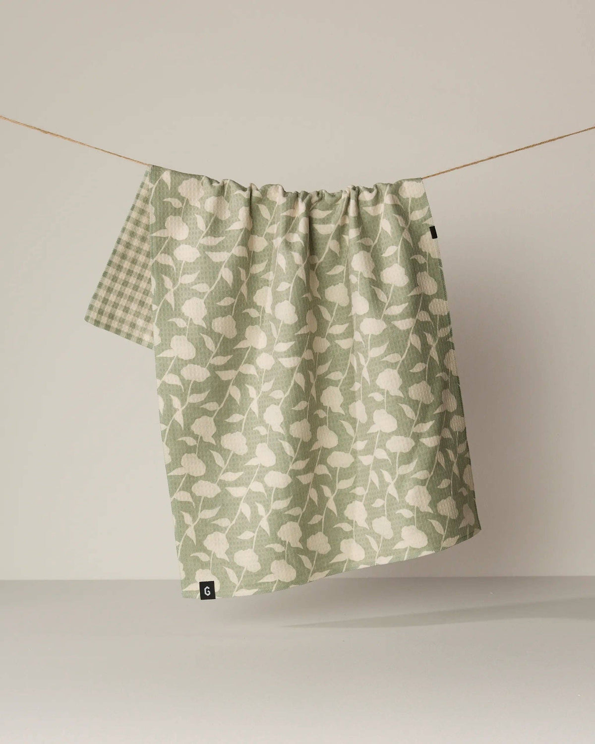 Sage Blossom Luxe Kitchen Geometry Towel