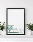 California Coastal Life Themed Print. Blue Lifeguard Hut