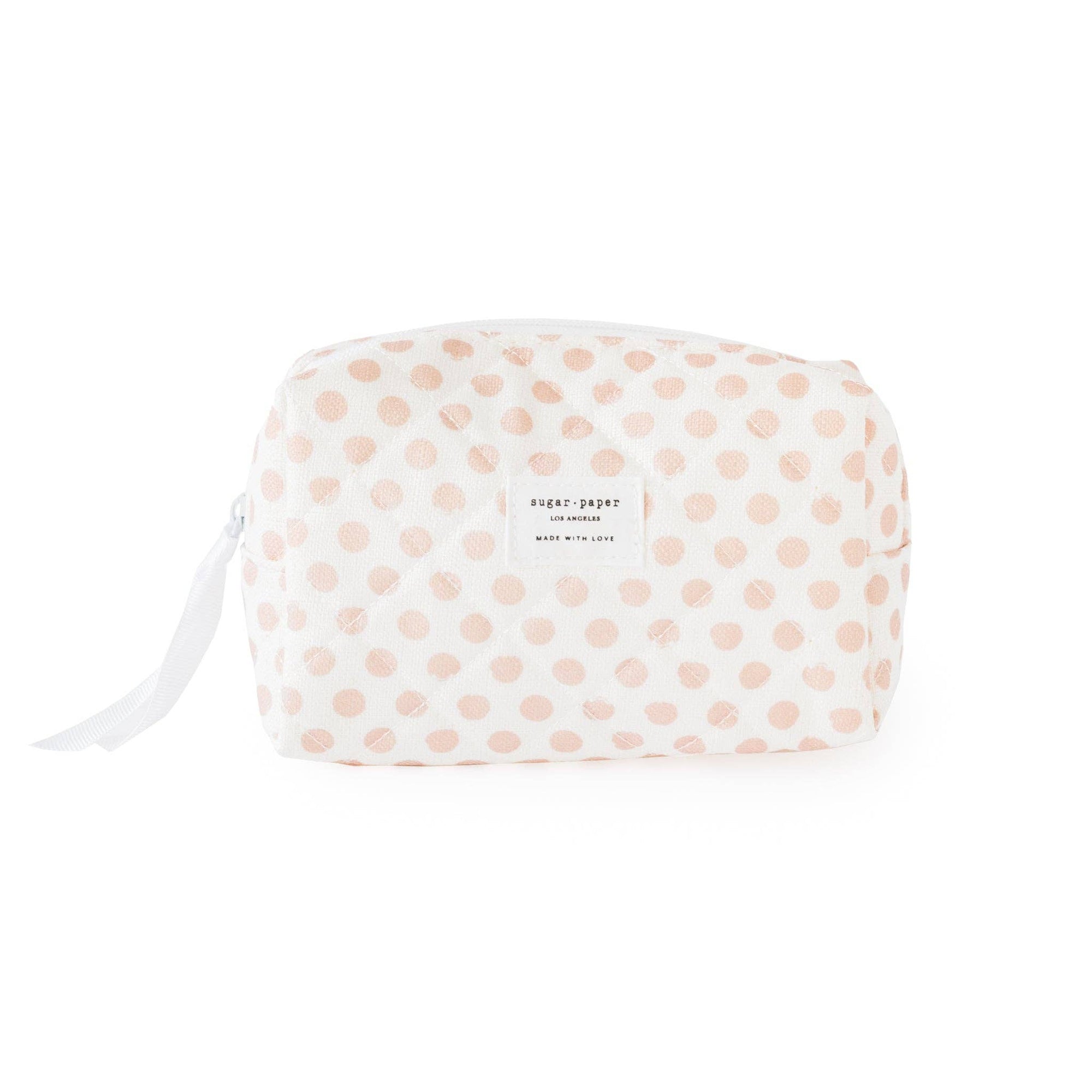 Small Cosmetic Pouch, Rose Polka Dot
