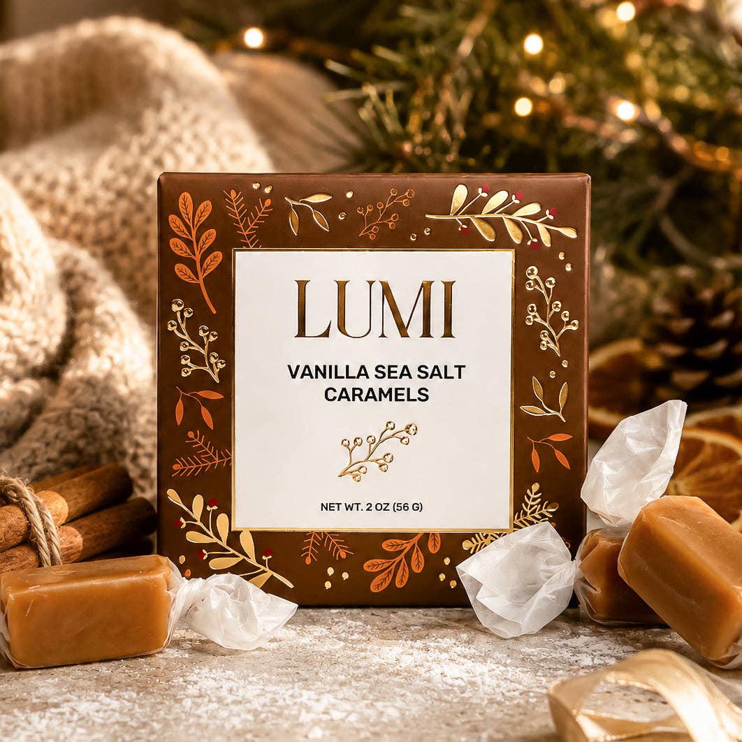 Fall Vanilla Sea Salt Caramels – Brown Box, 2 oz
