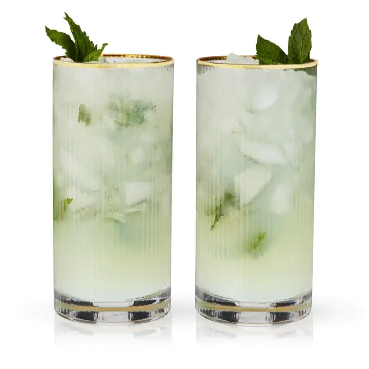 Deco Meridian gold-rimmed crystal highball glasses