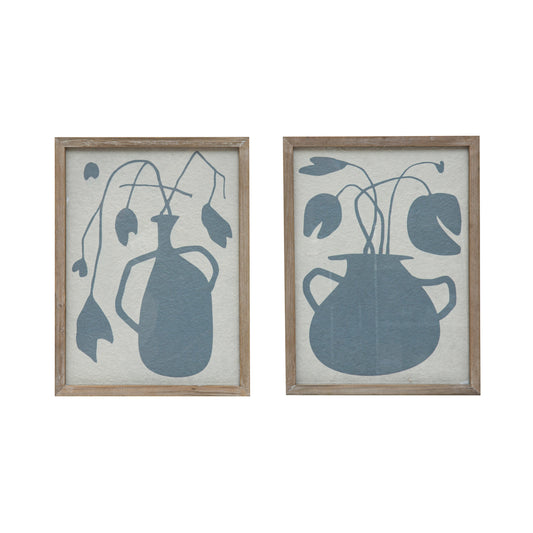 Wood Framed Glass Wall Décor, Abstract, 2 Styles