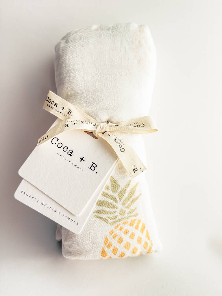 Pineapple Organic Baby Swaddle | Tropical Nursery Decor