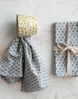 Cotton & Linen Napkins with Block Print Pattern, Set of 4
