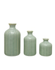 Embossed Stoneware Vases, Grey, Set of 3