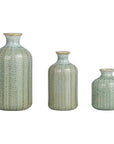 Embossed Stoneware Vases, Grey, Set of 3