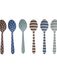 Enameled Stainless Steel Spoon with Stripes/Dots, 6 Styles