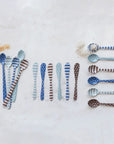 Enameled Stainless Steel Spoon with Stripes and Dots