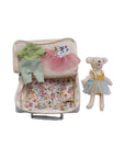 Fabric Suitcase Bed with Plush Bear & Outfits, Set of 6