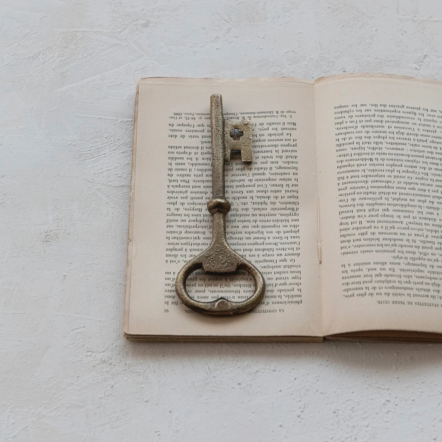 Cast Iron Key Shaped Bottle Opener, Antique Brass Finish