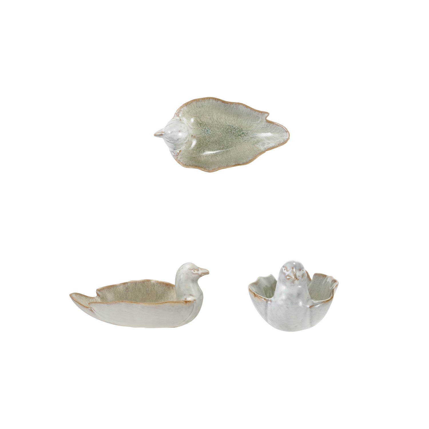Stoneware Bird Shaped Dish, White (Each One Will Vary)