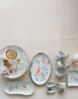 Hand-Painted Lemon Stoneware Platter – Oval Serving Dish