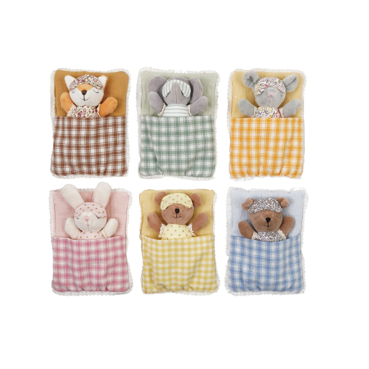 Plush Animal with Sleeping Bag &amp; Eye Mask, Set of 3, 6 Styles