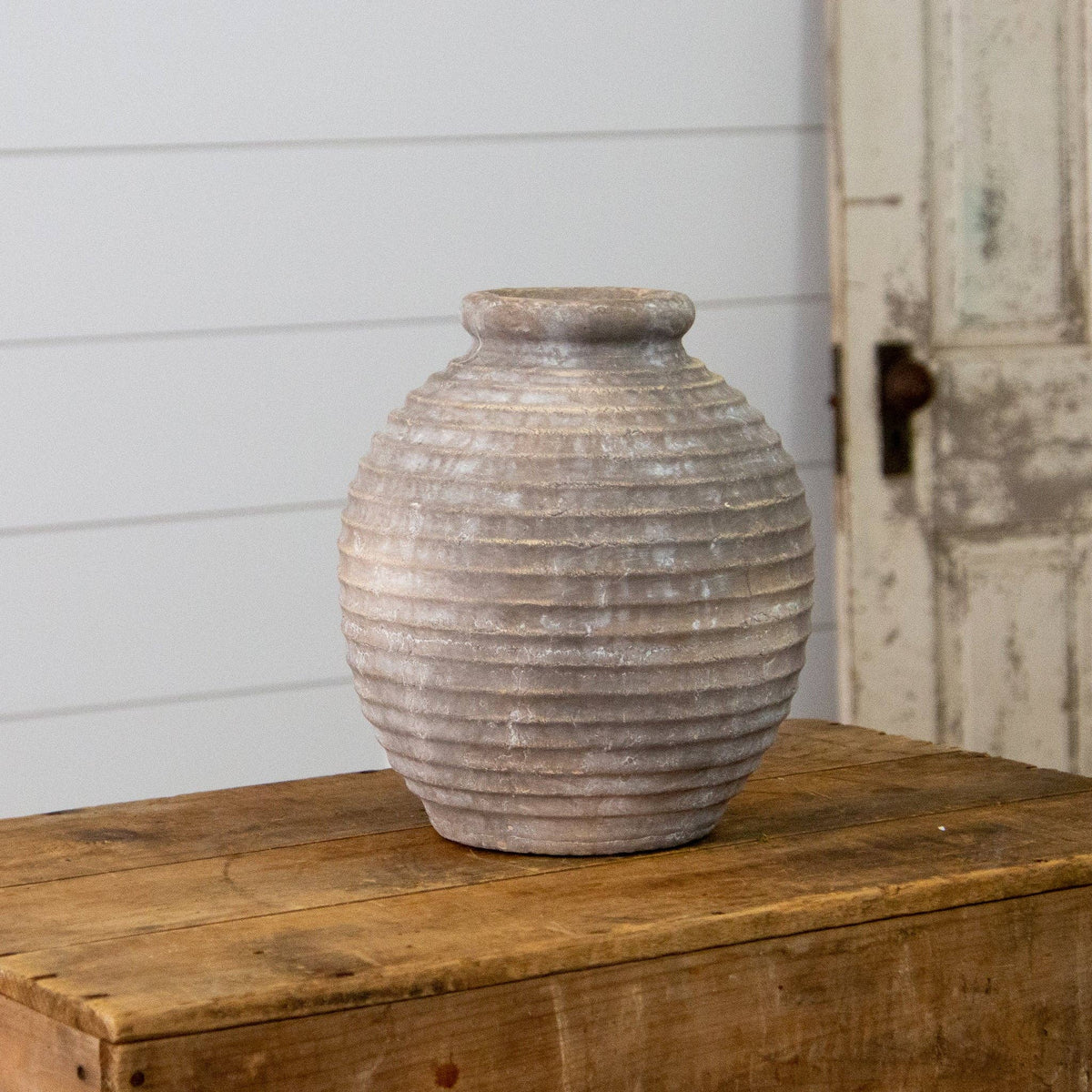 Ridged Terracotta Vase