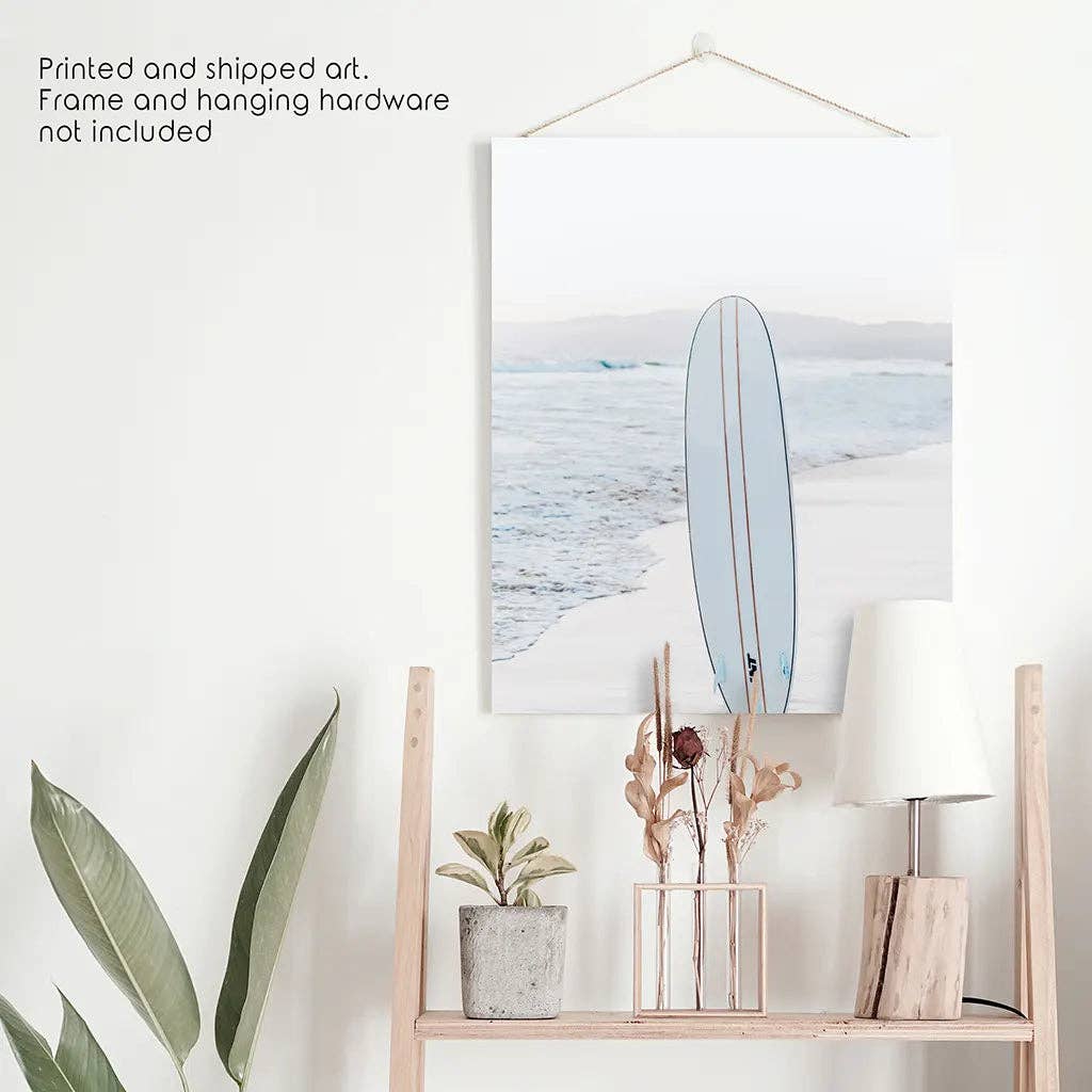 Blue Surfboard Print. Ocean Beach Wall Art: 8x10 inches / Print - unframed