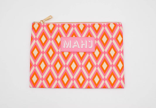 Premium Mahjong Card & Accessory Bag - Pink/Orange