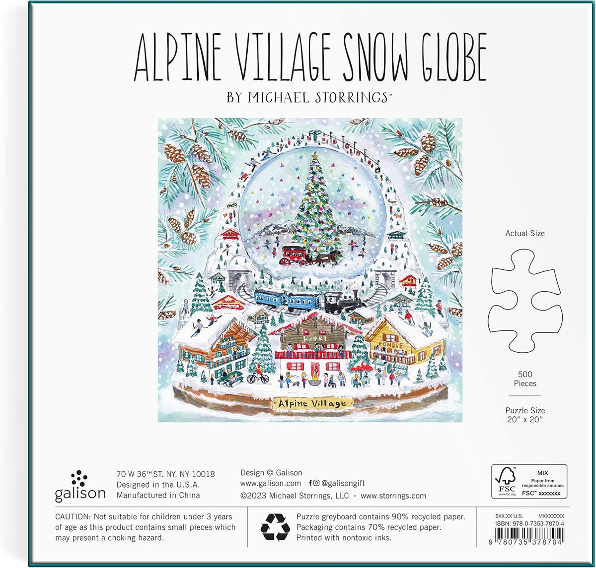 Alpine Village Snowglobe 500 Piece Foil Puzzle - Michael Storrings