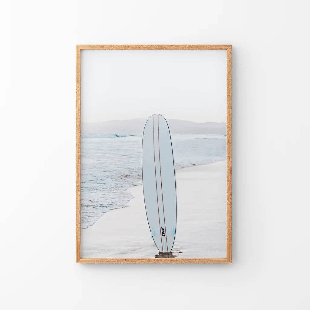 Blue Surfboard Print. Ocean Beach Wall Art: 8x10 inches / Print - unframed