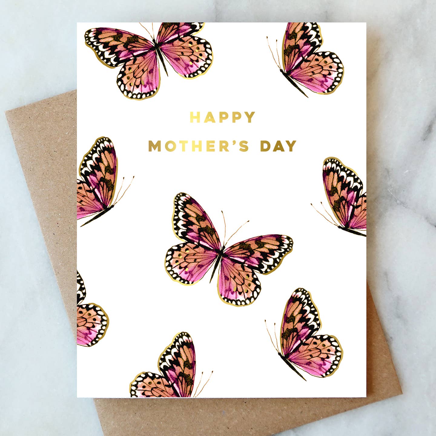 Pink Butterfly Mom Greeting Card | Mother's Day &amp; Seasonal