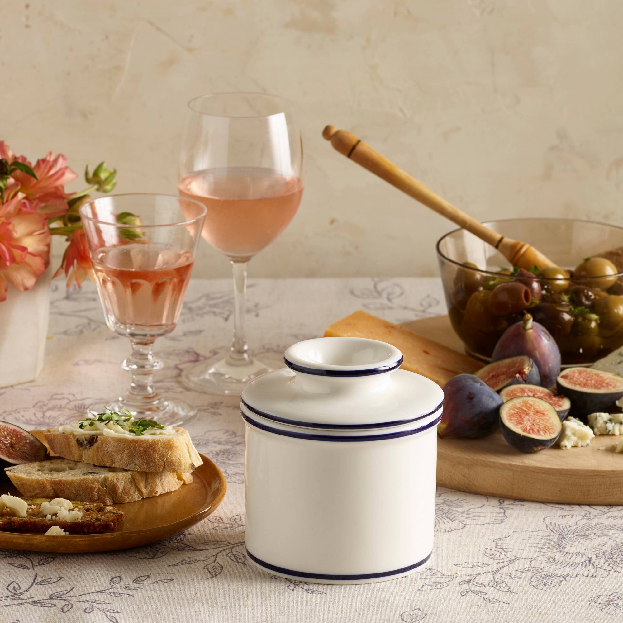 The Original Butter Bell® Crock - Le Bistro Blue Trim