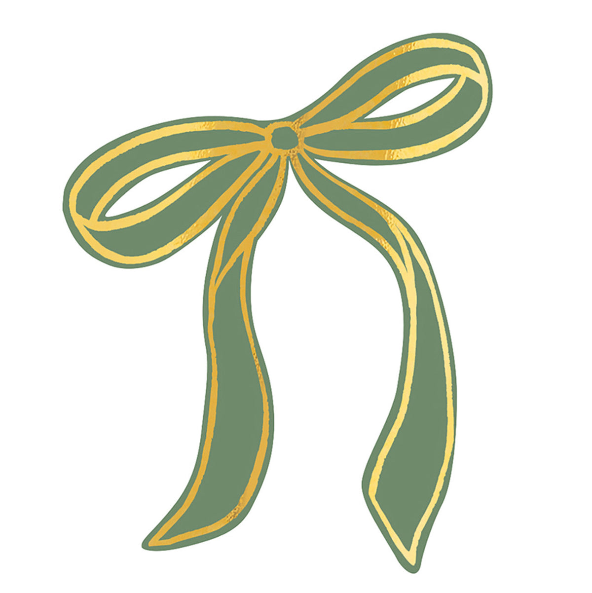 Holiday table placecards in moss green with metallic bow detail for dinners and events