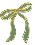 Holiday table placecards in moss green with metallic bow detail for dinners and events