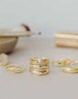 Gold Rings - Half Pave - White CZ