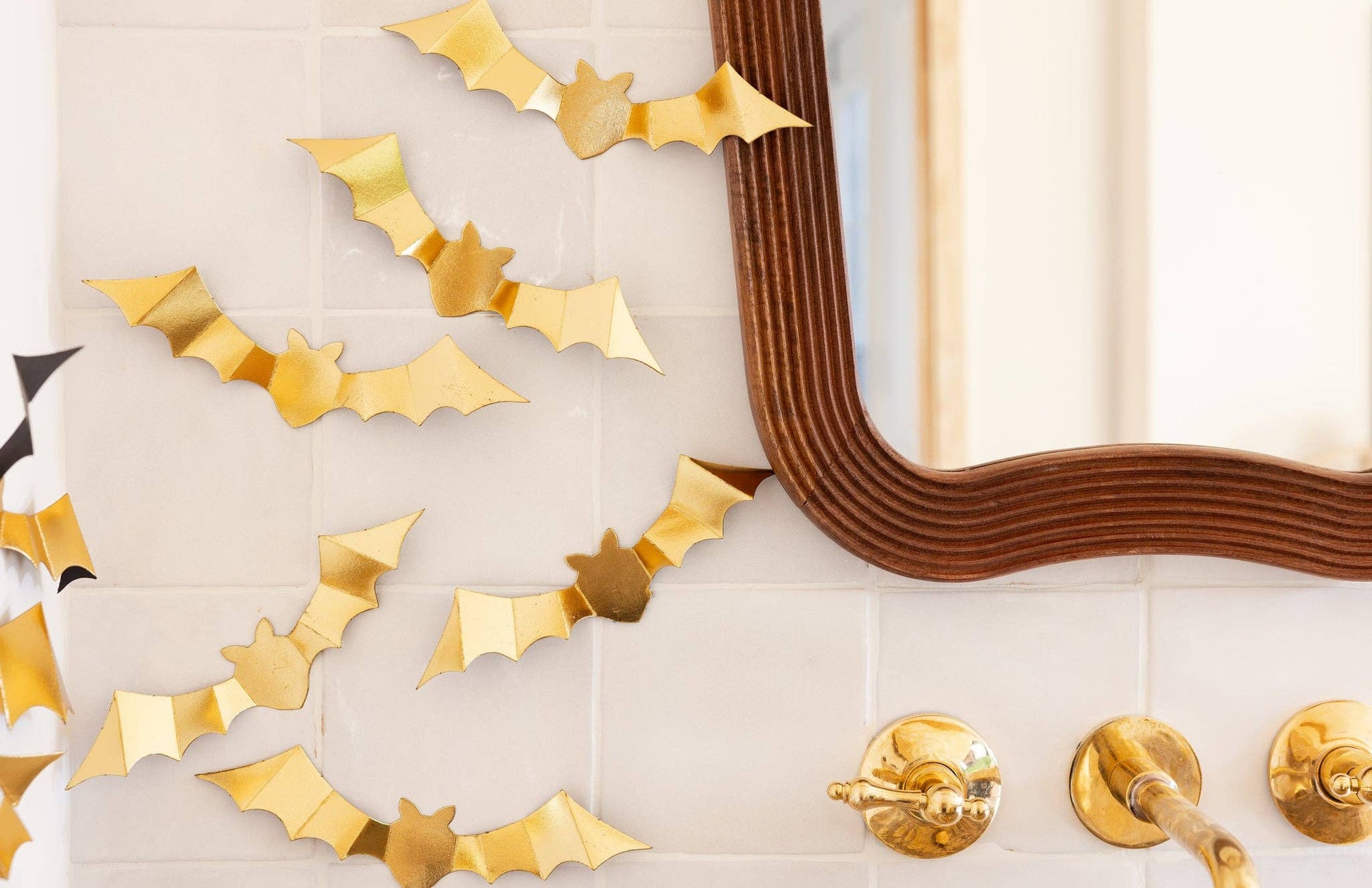 Gold Foil Paper Bat Set | Halloween Wall Decorations