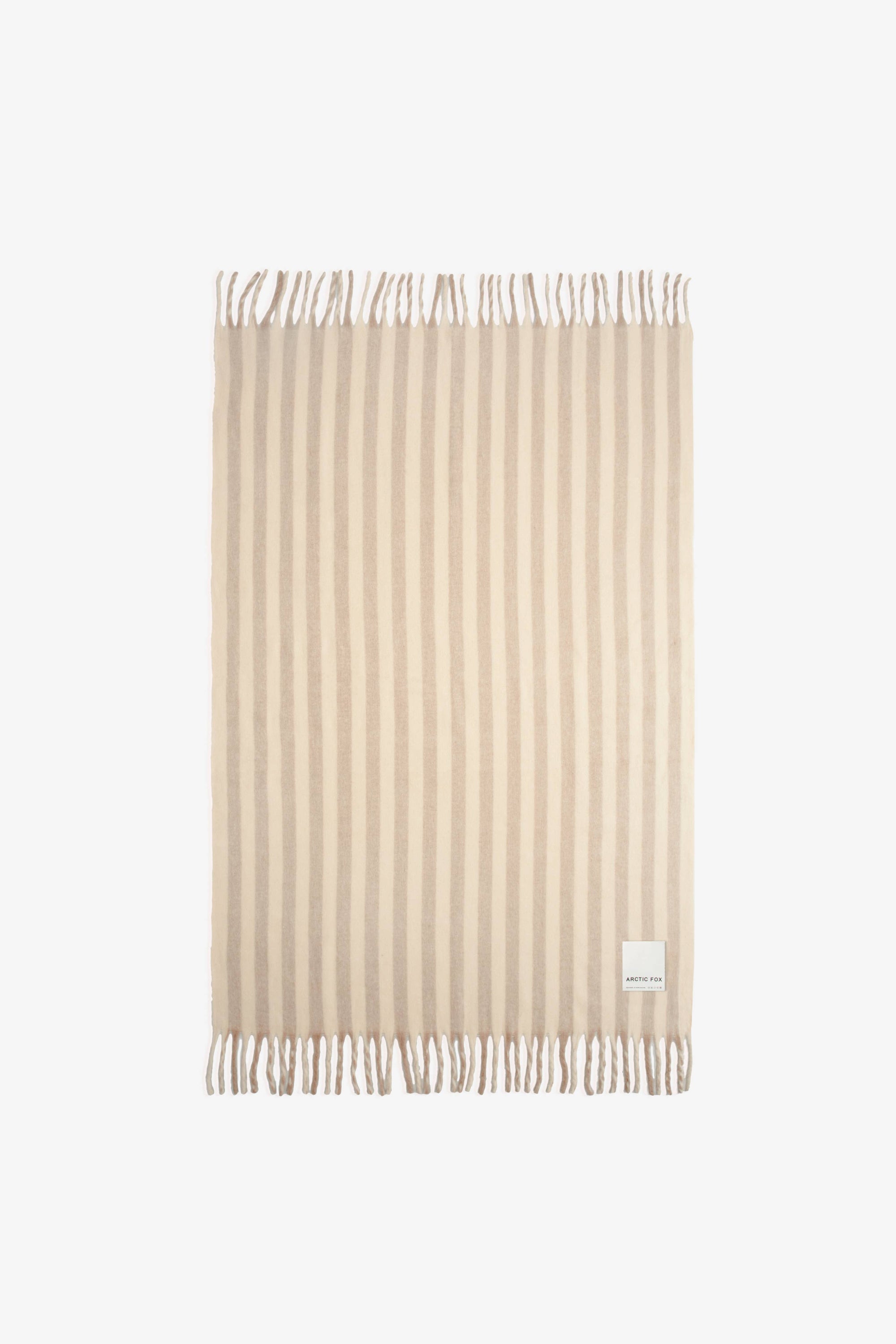 The Wool Stripe Throw - Taupe/White
