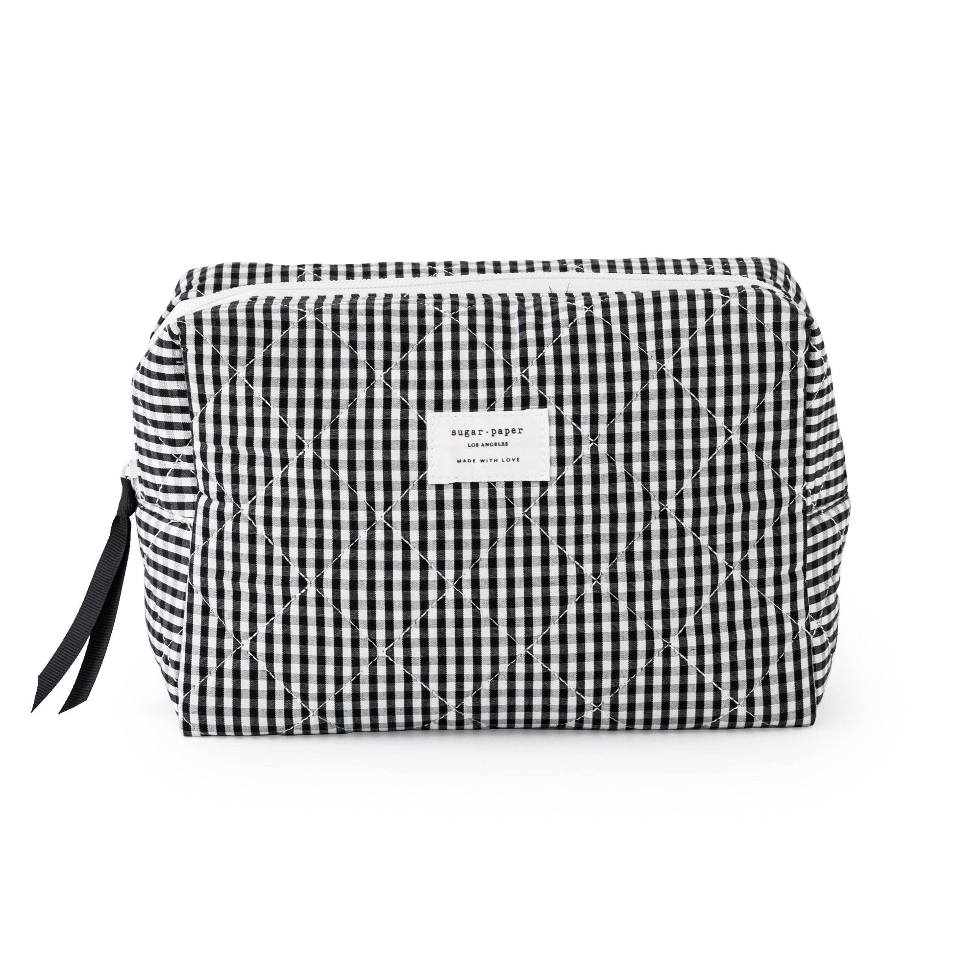Sugar Paper Cosmetic Pouch | Quilted Gingham Makeup &amp; Travel Bag