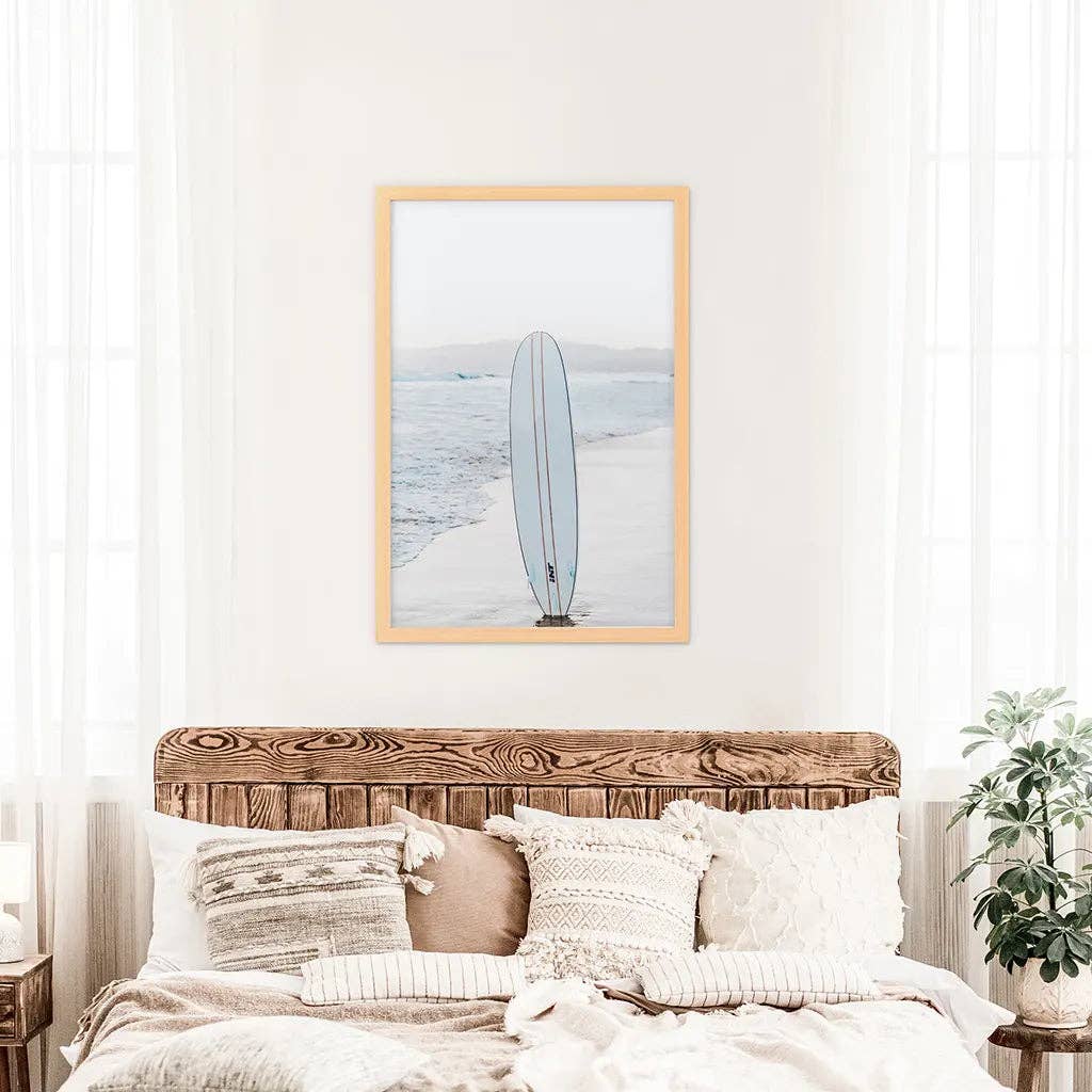 Blue Surfboard Print. Ocean Beach Wall Art: 8x10 inches / Print - unframed