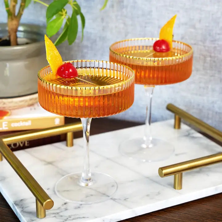 Deco Meridian Gold-Rimmed Crystal Coupe Glass