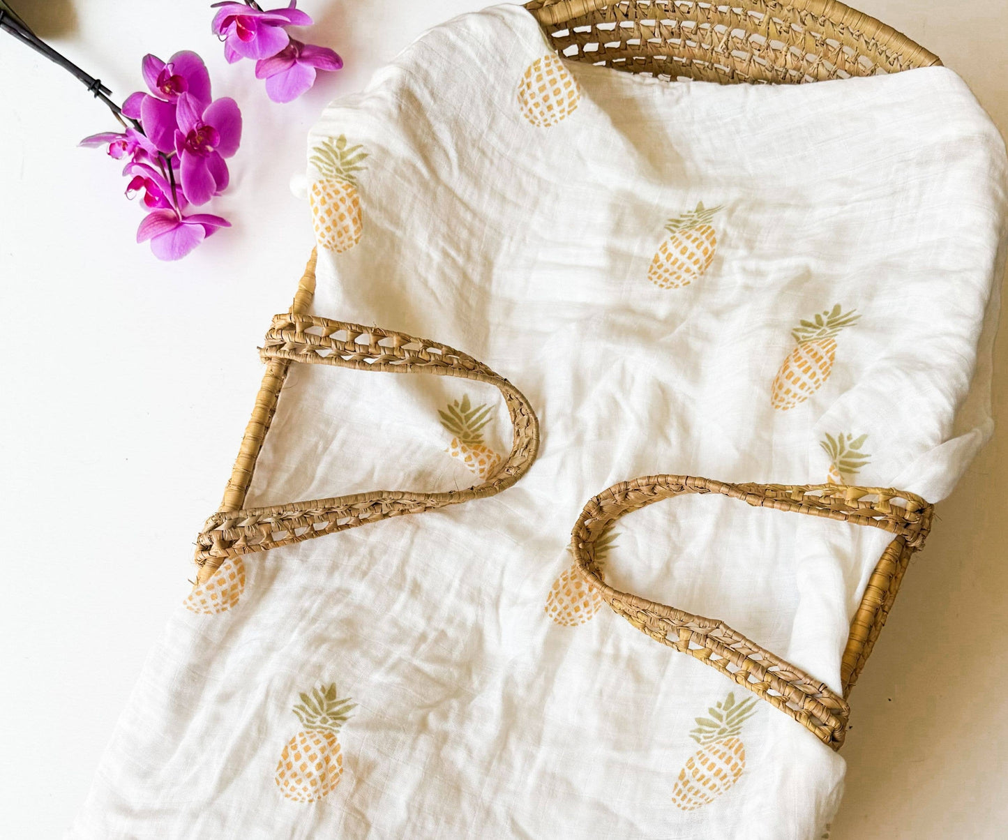 Pineapple Organic Baby Swaddle | Tropical Nursery Decor