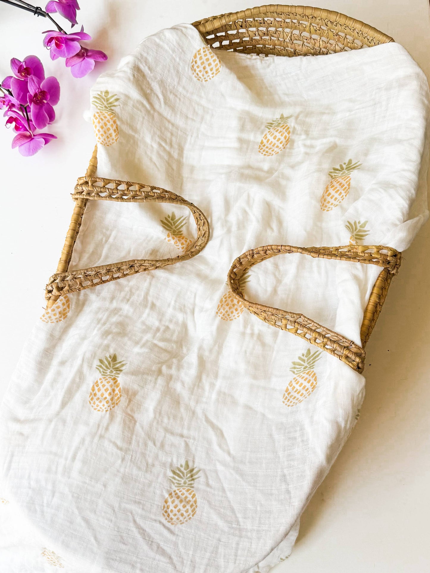 Pineapple Organic Baby Swaddle | Tropical Nursery Decor