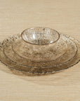Handcrafted Luminara glass serving platter, 11-inch, modern metallic table decor