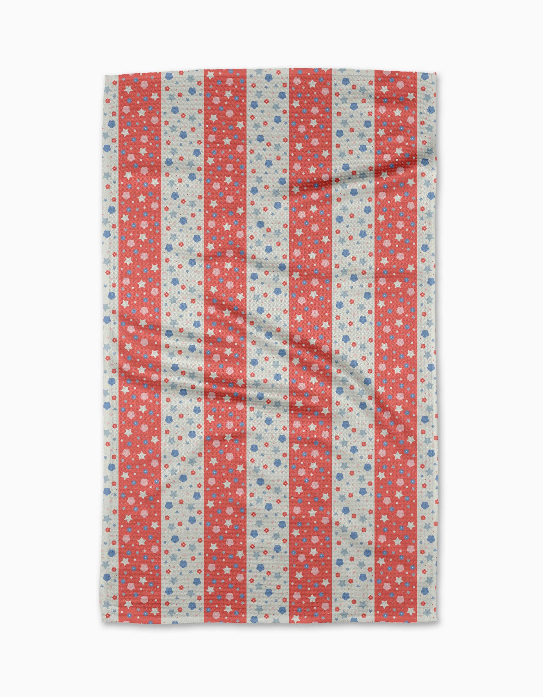 Geometry House Tea Towel made from recycled materials hanging in kitchen