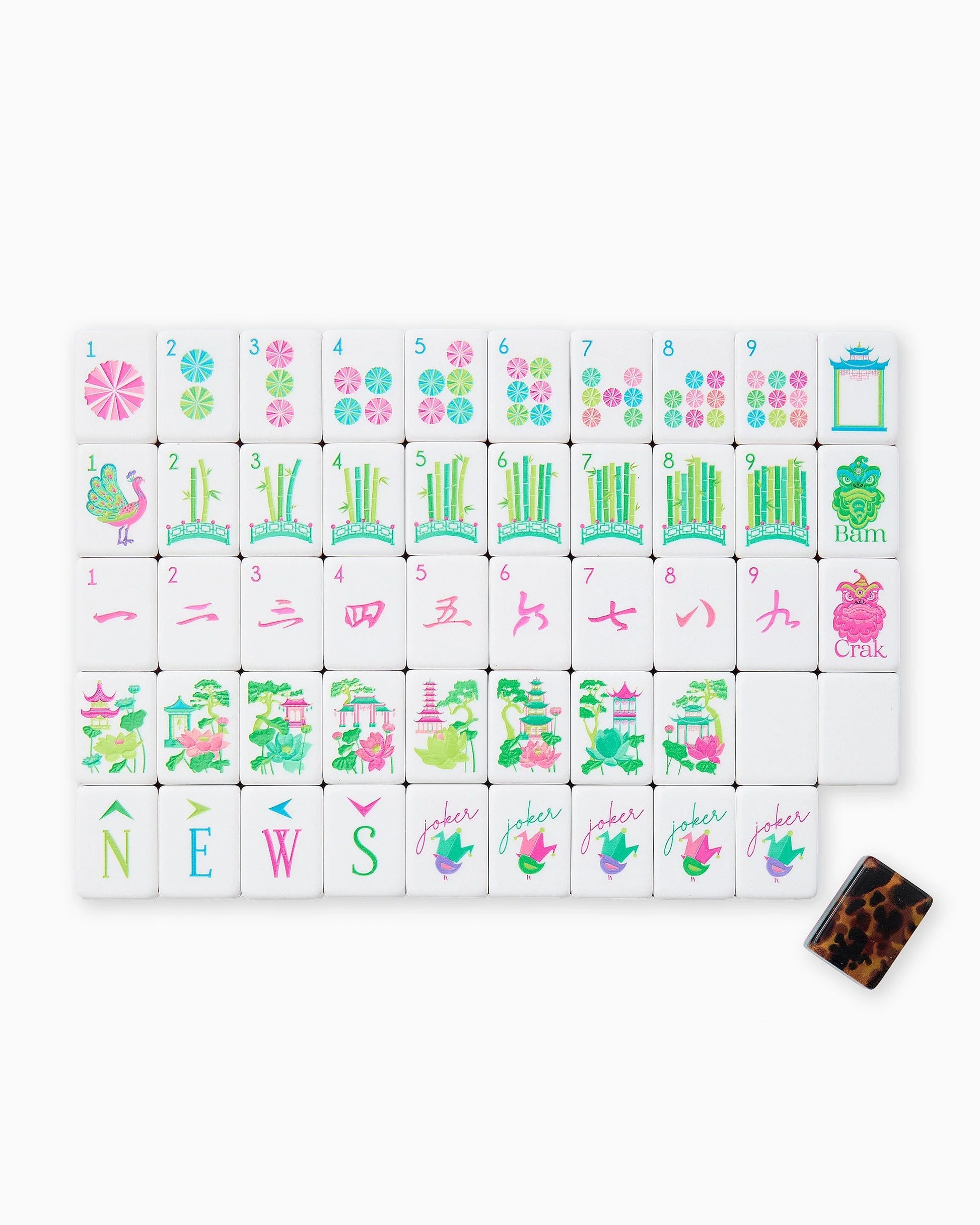 Set of colorful children's tiles with numbers and letters on a white background