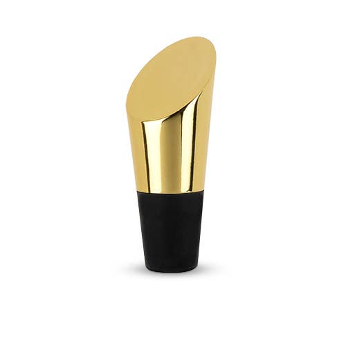 Gold heavyweight wine bottle stopper with silicone sleeve