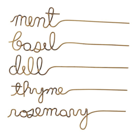 Gold Wire Herb Markers - Set of 5