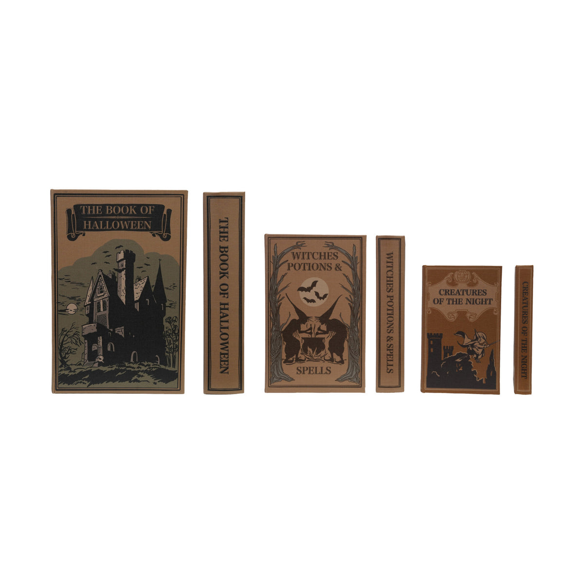 MDF &amp; Linen Halloween Themed Book Storage Boxes, Set of 3