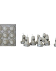 Unscented Ghost Shaped Tealights in Box, White & Black, Set of 9