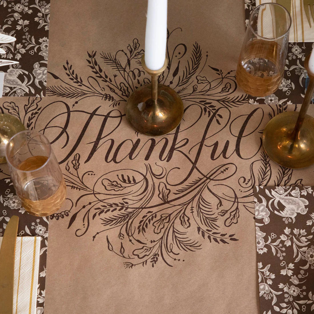 urable kraft paper table runner perfect for autumn and Thanksgiving celebrations