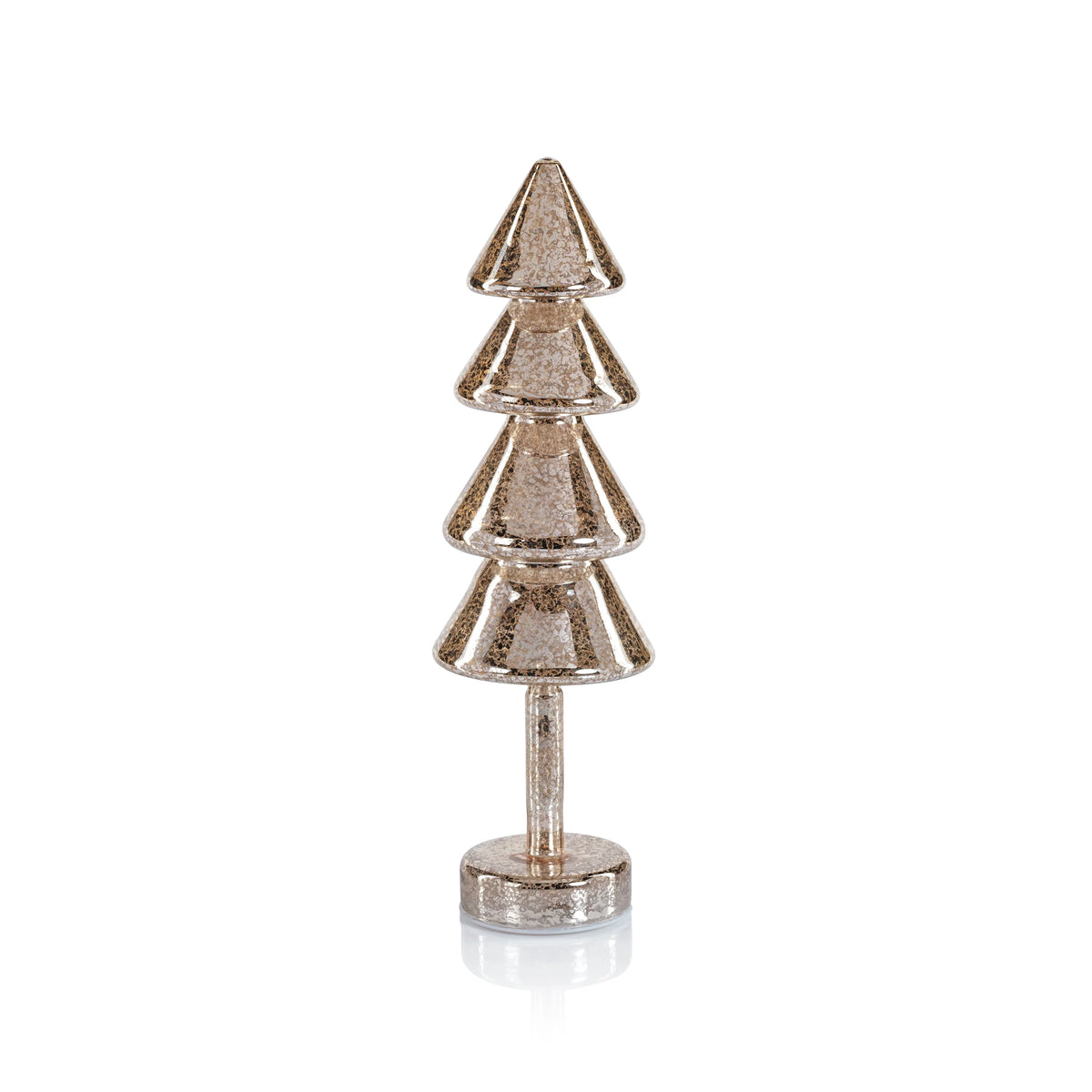 Noel Sparkle Spruce LED Tree in gold, 15.75-inch illuminated decorative holiday accent with glittered finish