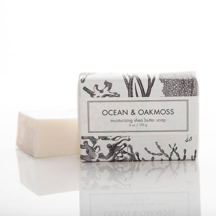 Ocean & Oakmoss Shea Butter Soap bar with coastal and earthy scent