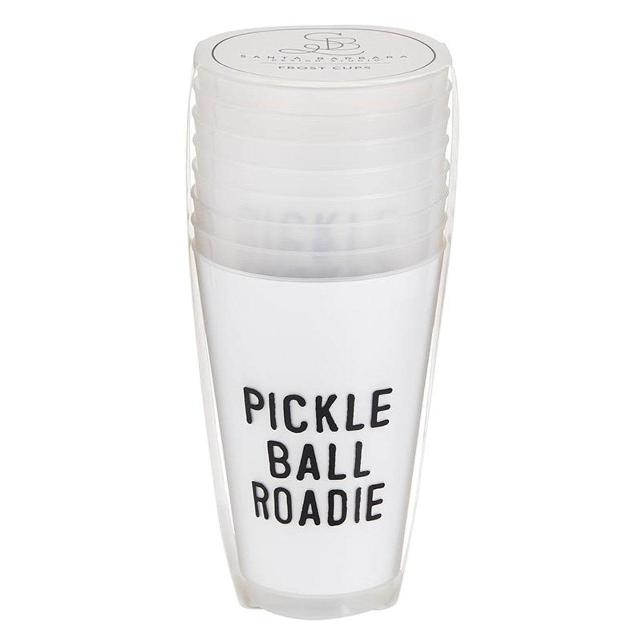 BPA-free frosted plastic cups with pickleball design, perfect for events