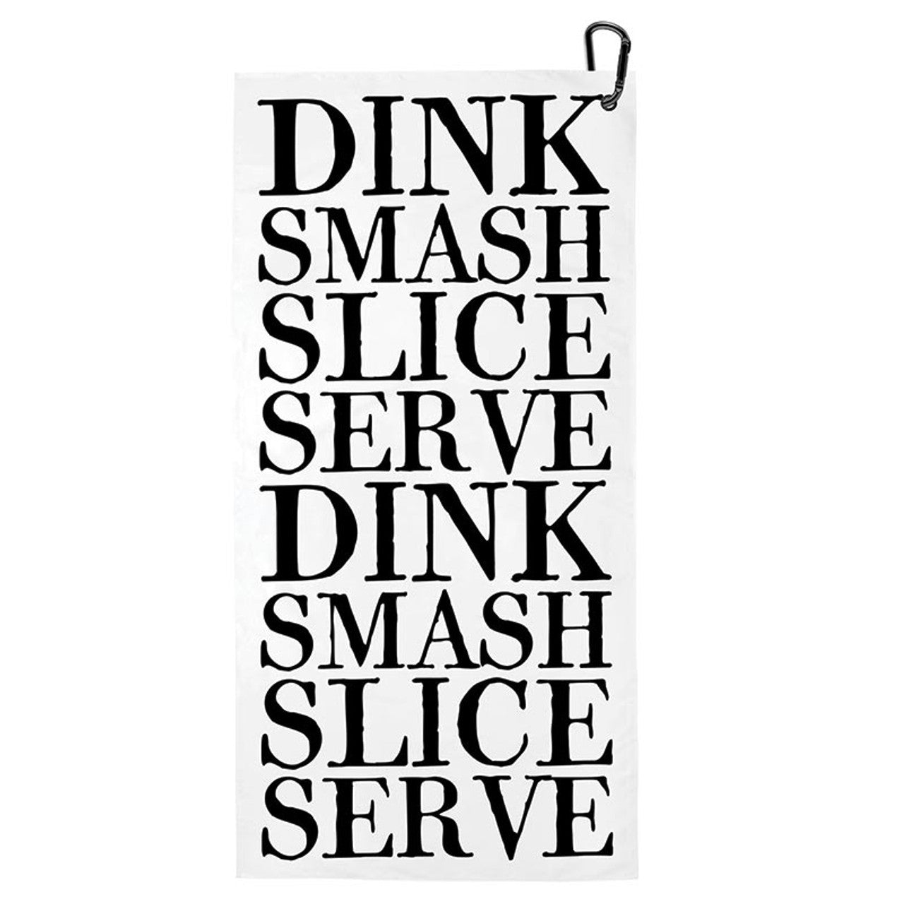 Pickleball sport towel with quick-dry material, carabiner, and carrying pouch