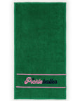 🔹 Photo ALT Text

“PICKLEBALLER” green cotton hand towel. Soft, lightweight, embroidered in pink and blue, perfect for pickleball players, athletic use, or gifting.