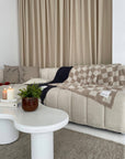 Super cozy checkered teddy throw blanket for living room or bedroom decor.